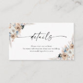 Blumenkarte für Elfenbein und Blauen Boho Begleitkarte (Vorderseite)