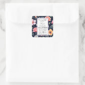 Blumenkarte für Freiwillige Woche Quadratischer Aufkleber (Tasche)