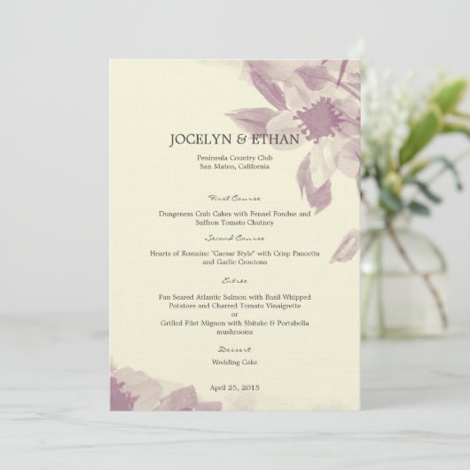 Blumenkarte für Wasserfarben Menükarte (Stehend Vorderseite)