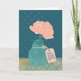 Blumenkarte „Gute Besserung“ mit Teal-Vase Karte