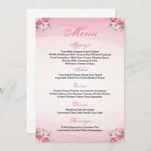 Blumenkarte Menükarte (Vorne/Hinten)