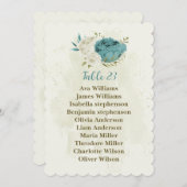 Blumenkarte mit blauen, weißen Blume, Sitzgarnitur Einladung (Vorne/Hinten)