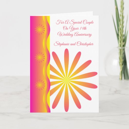 Blumenkarte Personalisiert 14. Hochzeitstag Karte (Vorderseite)