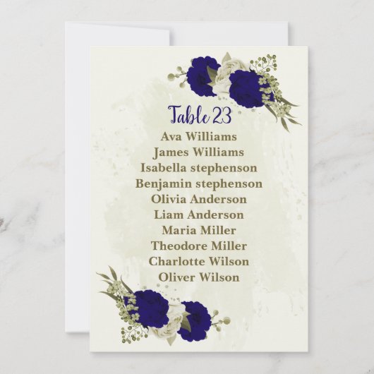 Blumenkarte (Royal Blue Beige) Einladung (Vorderseite)