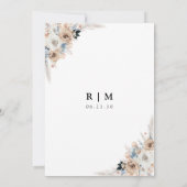 Blumenkarte von Elfenbein und Blue Boho Save the D Save The Date (Rückseite)