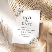 Blumenkarte von Elfenbein und Blue Boho Save the D Save The Date