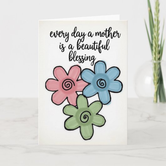 Blumenkarte zum Muttertag mit Segen Karte (Vorderseite)