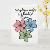 Blumenkarte zum Muttertag mit Segen Karte (Gelbe Blume)