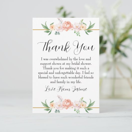 Blumenkarten bedanken sich für das Brautparty in R Dankeskarte (Stehend Vorderseite)