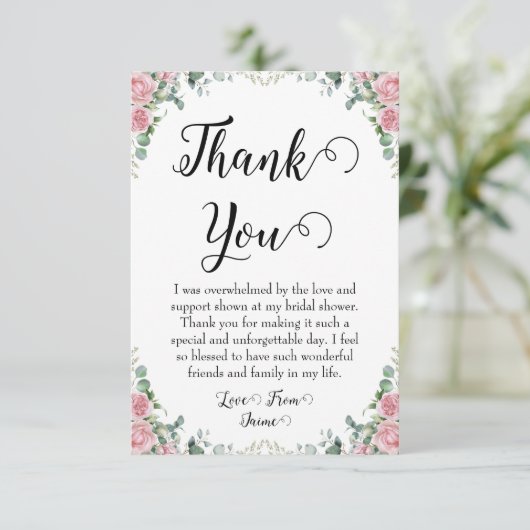 Blumenkarten bedanken sich für das Brautparty in R Dankeskarte (Stehend Vorderseite)