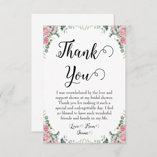 Blumenkarten bedanken sich für das Brautparty in R Dankeskarte (Vorne/Hinten)