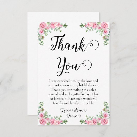 Blumenkarten bedanken sich für das Brautparty in R Dankeskarte (Vorne/Hinten)