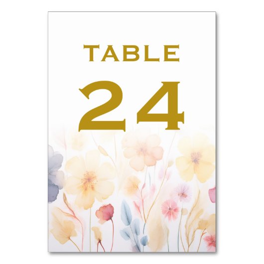 Blumenkarten für Hochzeiten von Tischnummern (Vorderseite)