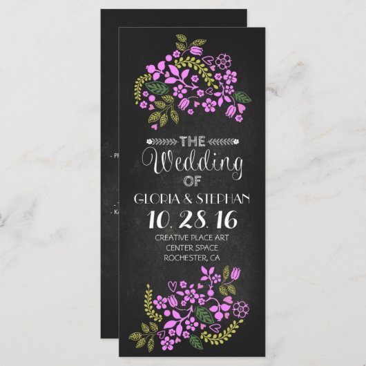 Blumenkarten für Hochzeitskarten Programm (Vorne/Hinten)