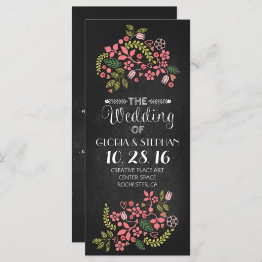 Blumenkarten für Hochzeitskarten Programm (Vorne/Hinten)