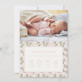 Blumenkarten für Rose Baby Birth Foto Einladung (Vorderseite)