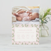 Blumenkarten für Rose Baby Birth Foto Einladung (Stehend Vorderseite)