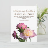 Blumenkarten-Hochzeitkarten-Foto Peony-Blume Einladung (Stehend Vorderseite)