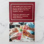 Blumenkarten-Individuelle Name-Foto Rotes Geburtst Karte (Innenseite)
