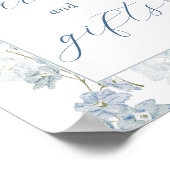 Blumenkarten mit weichem Blau - Zeichen Poster (Ecke)