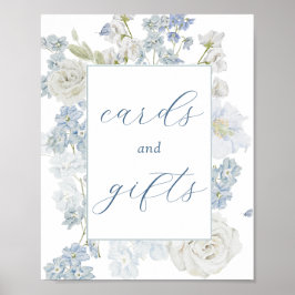 Blumenkarten mit weichem Blau - Zeichen Poster