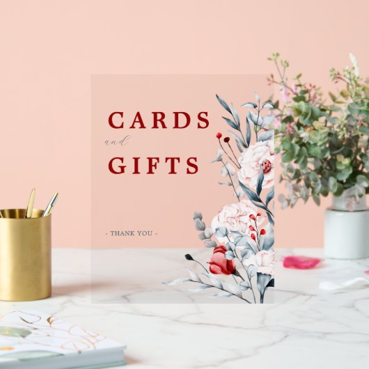 Blumenkarten und -geschenke der Roten und Blauen B Acrylschild (Hochzeit)