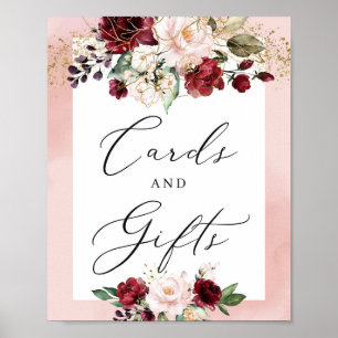 Blumenkarten und Geschenkschild in Rosa Poster