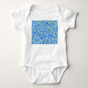 Blumenkaskade: Blaue Blumen Nahtloses Muster Baby Strampler