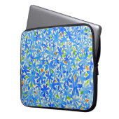 Blumenkaskade: Blaue Blumen Nahtloses Muster Laptopschutzhülle (Vorderseite Links)