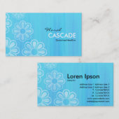 Blumenkaskade - Blauer gestrichene Textur Visitenkarte (Vorne/Hinten)