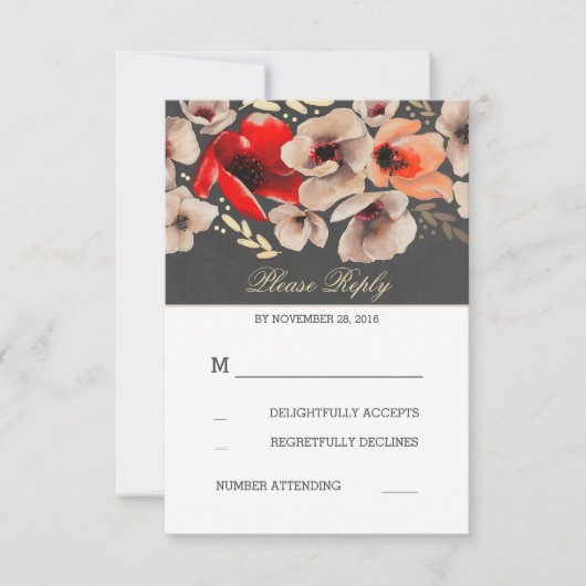 Blumenkästen Gold Foil Wedding RSVP Karten (Vorderseite)