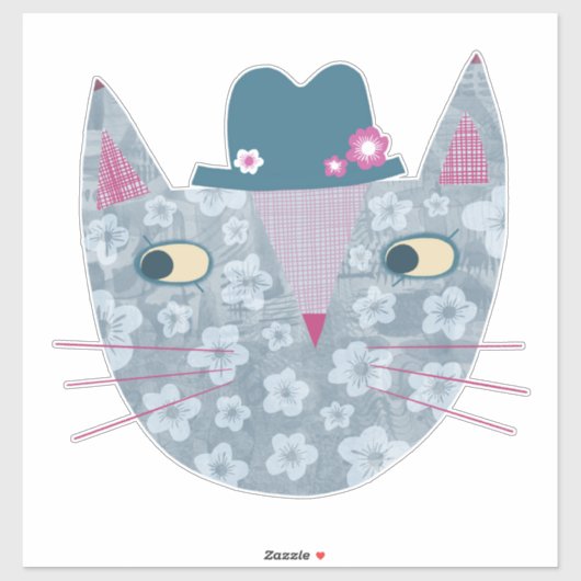 Blumenkat in einer Blume Aufkleber (Blatt)