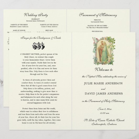 Blumenkatholische Hochzeitsfeier (Vorne/Hinten)