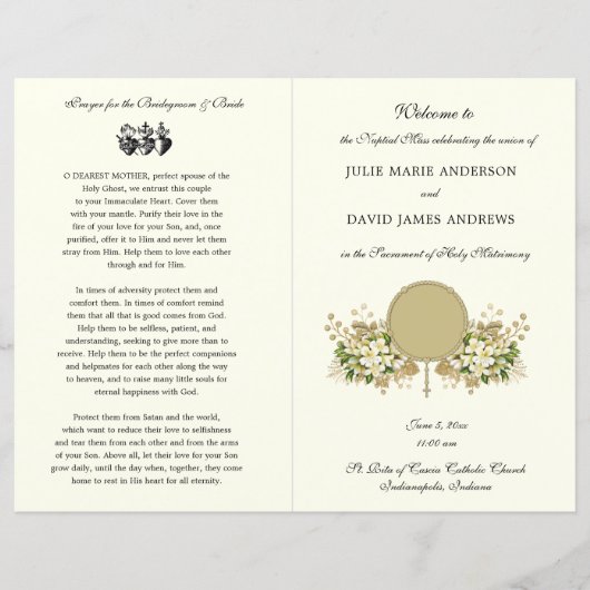 Blumenkatholisches Hochzeitsprogramm (Vorderseite)