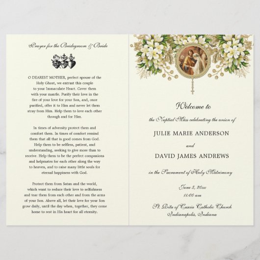 Blumenkatholisches Hochzeitsprogramm (Vorderseite)