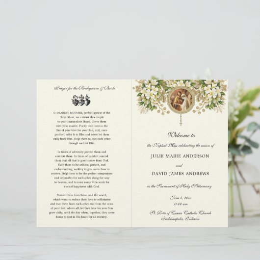 Blumenkatholisches Hochzeitsprogramm (Stehend Vorderseite)