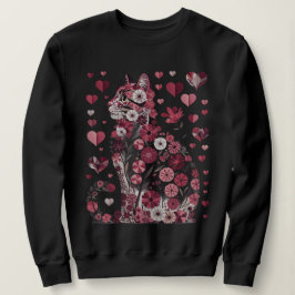 Blumenkatze der Liebe – Romantische rosa botanisch Sweatshirt