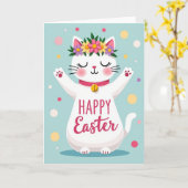 Blumenkatze Frohe Ostern Karte (Gelbe Blume)