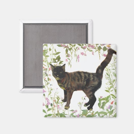 Blumenkatze Magnet (Vorderseite/Rückseite)