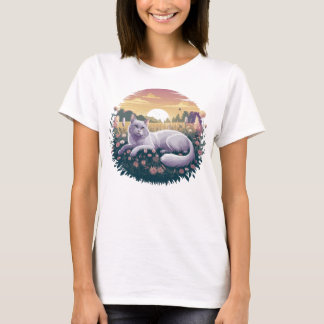 Blumenkatze Shirt, Cat Lover T - Shirt, Katalogbuc T-Shirt