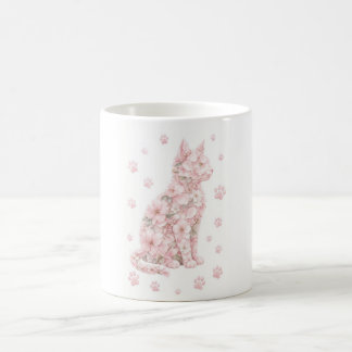 Blumenkatze Silhouette Kaffeetasse