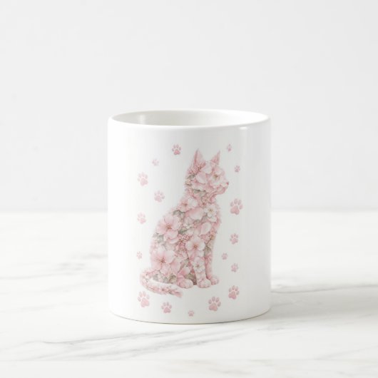 Blumenkatze Silhouette Kaffeetasse (Mittel)