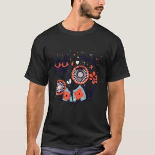 Blumenkatze Skandinavischer Stil Schwarze Katze Li T-Shirt