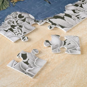 Blumenkatze Skelett mit Spitzen und Denim Puzzle (Seite)