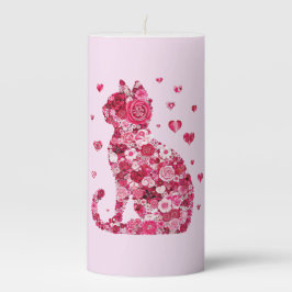 Blumenkatze Stumpenkerze