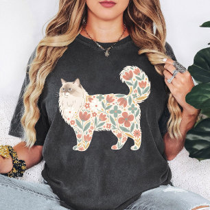 Blumenkatzen-Design Süße Ragdoll-Katze Kunst T-Shirt