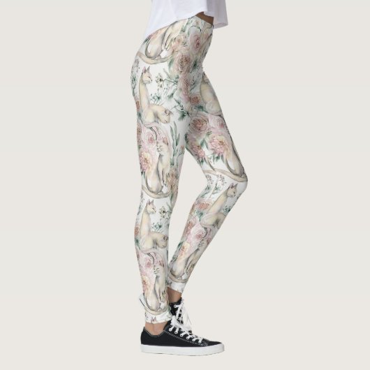 Blumenkatzen Elegantes Ästhetik-Muster Leggings (Rechts)