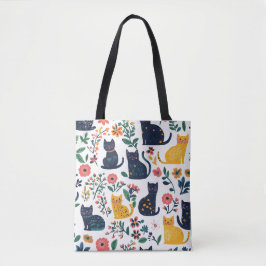 Blumenkatzen Elegantes und stilvolles Katzenmuster Tasche