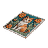Blumenkatzen - Ginger Katze & Orangenblumen Garten Fliese (Seite)
