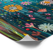 Blumenkatzen im Daisy Field: Lebhaftes Kunststück Poster (Ecke)